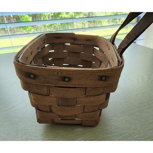 LONGABERGER BASKET-Mail-Keys-Leather Handle-Hanging-Handmade-Signed-1985 - Picture 6 of 13